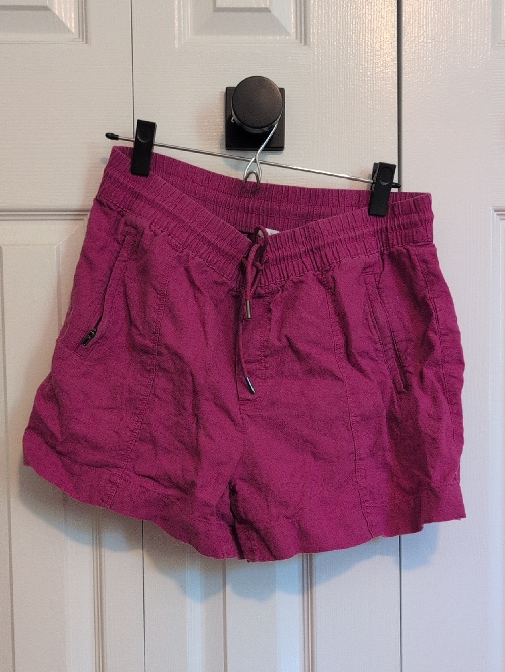 Athleta Magenta Drawstring Linen Shorts